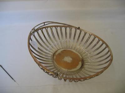 Appraisal: AN OLD SHEFFIELD PLATE OVAL WIREWORK BASKET the overhead openwork