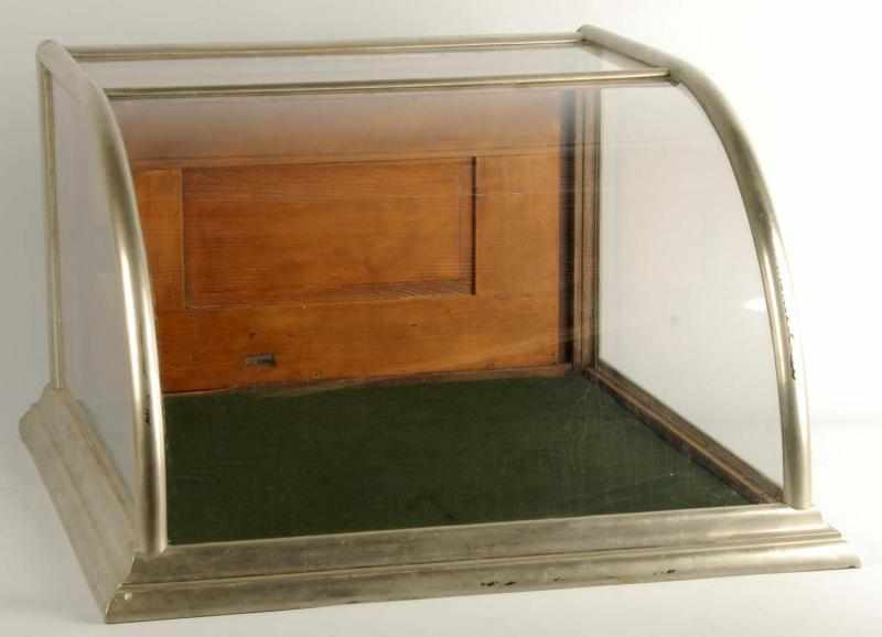 Appraisal: Glass Chrome Country Store Curved Display Case Description Rear opening