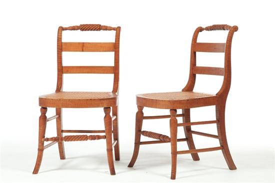 Appraisal: SET OF FOUR CLASSICAL SIDE CHAIRS American - curly maple