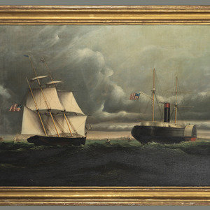 Appraisal: Willis Henry Plummer American - A Bark and Sidewheeler Entering