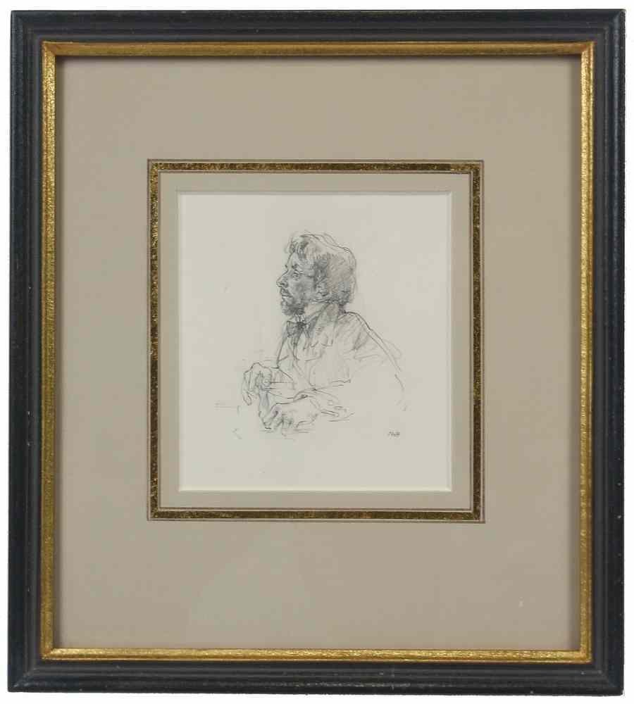 Appraisal: PORTRAIT DRAWING OF A MAN- by Walter Roshardt Swiss -