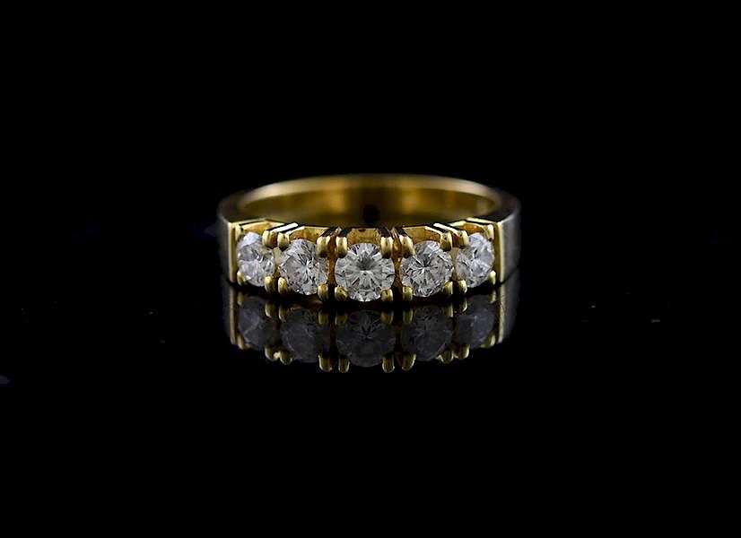 Appraisal: Stamped k yellow gold five stone diamond ring Stamped k