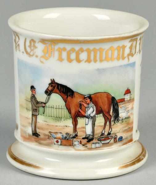 Appraisal: Veterinarian Shaving Mug Description Gilt name R C Freeman D