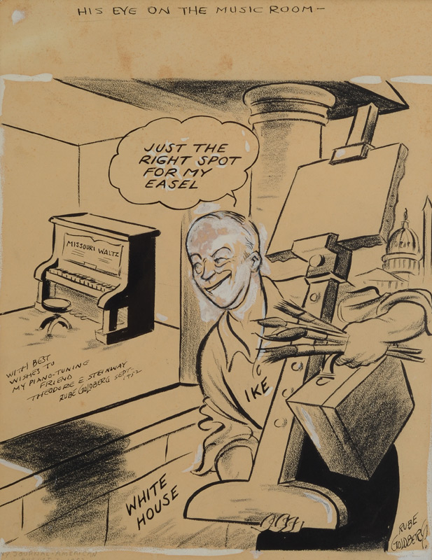 Appraisal: GOLDBERG Rube American - Original illustration of President Dwight Eisenhower