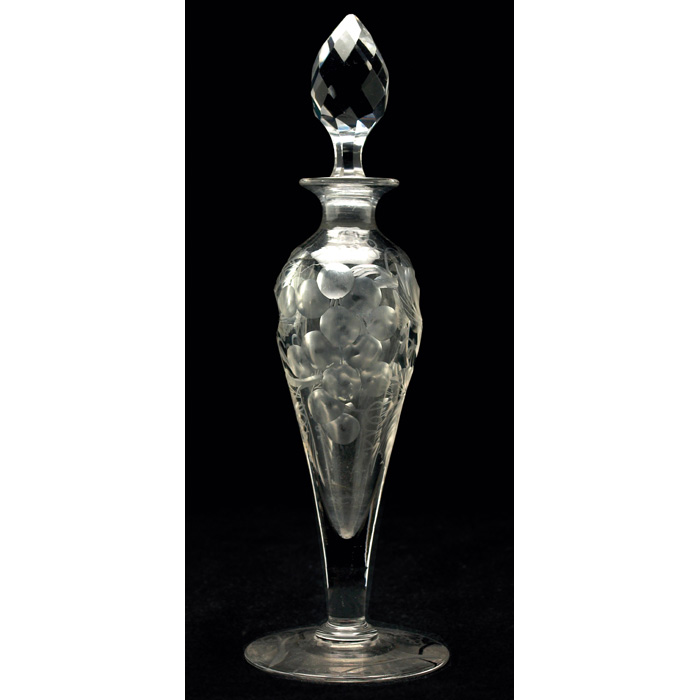 Appraisal: Tuthill perfume bottle tapered form with cut and etched berries