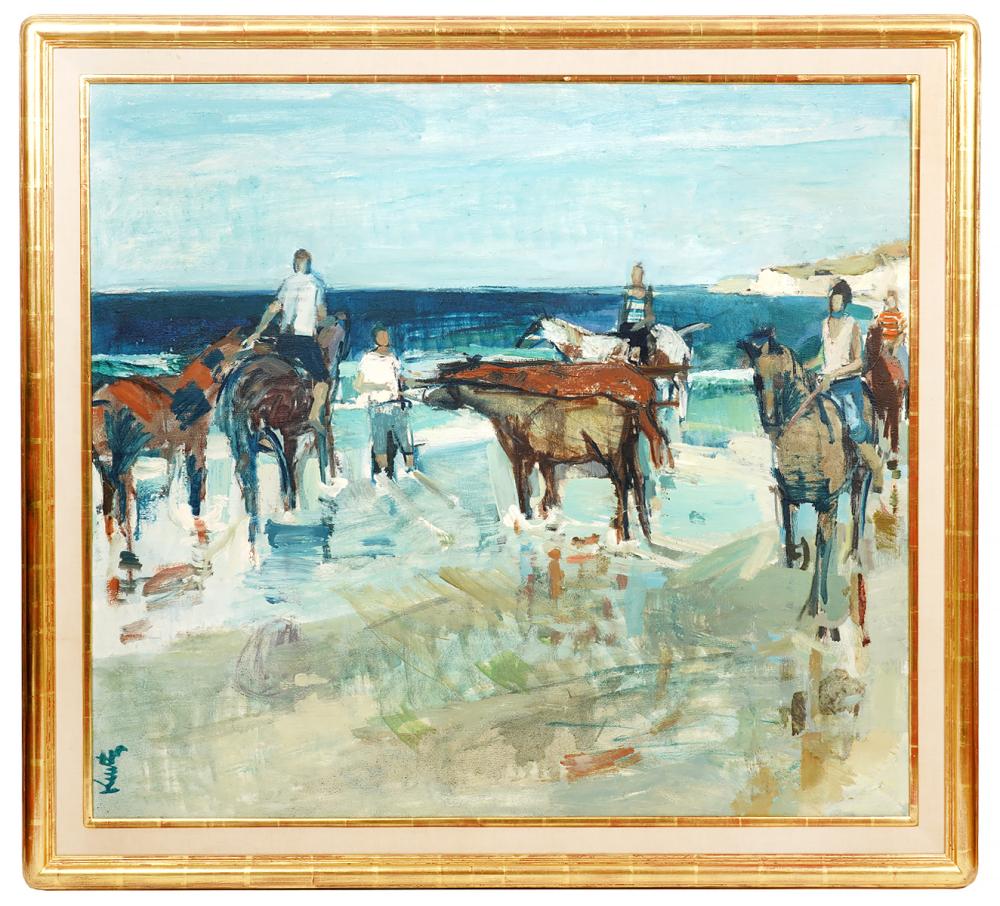 Appraisal: ROGER KUNTZ 'HORSES ON LAGUNA BEACH' OIL PAINTINGRoger Kuntz California