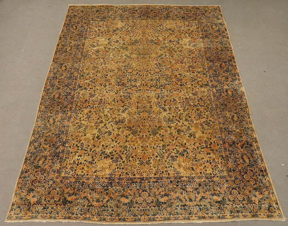 Appraisal: Persian Kerman Wool Room Size Carpet Rug Persia Circa Earth