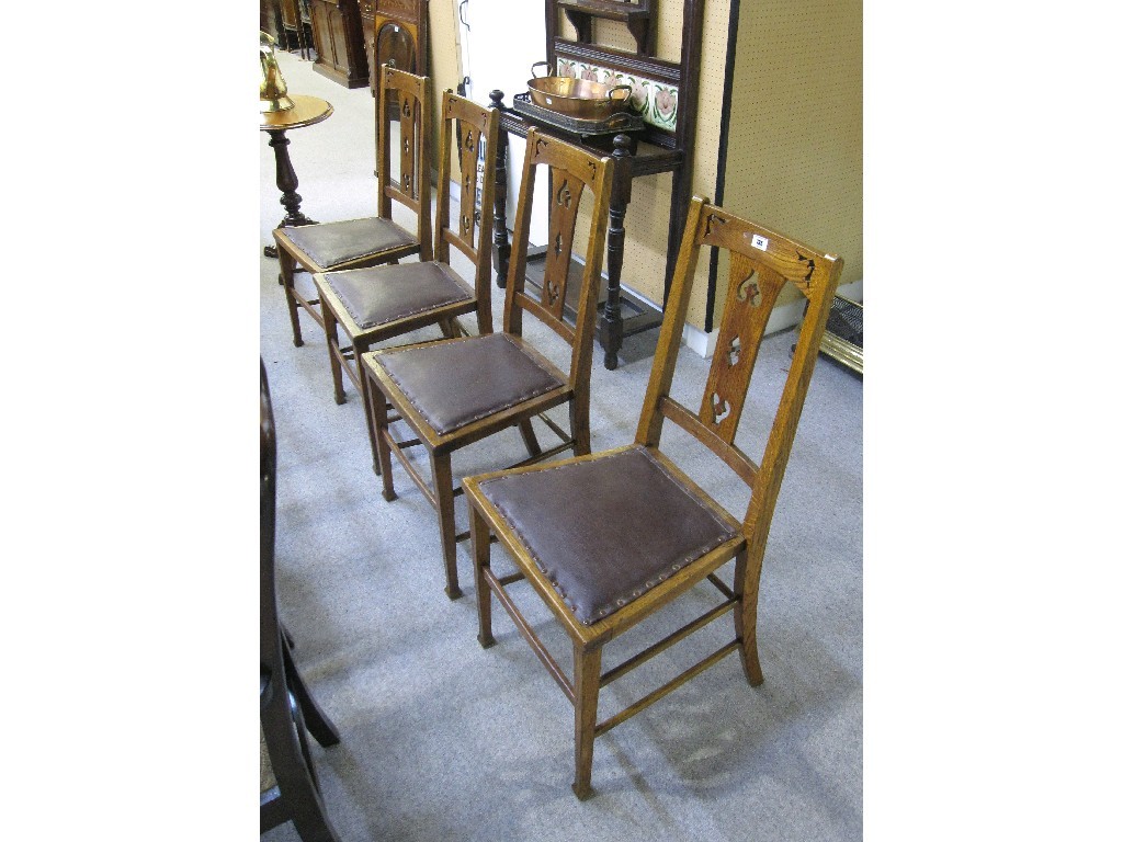 Appraisal: Set of four oak Arts and Crafts chairs