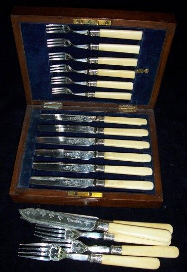 Appraisal: Six pairs of dessert knives and forks and sundry others