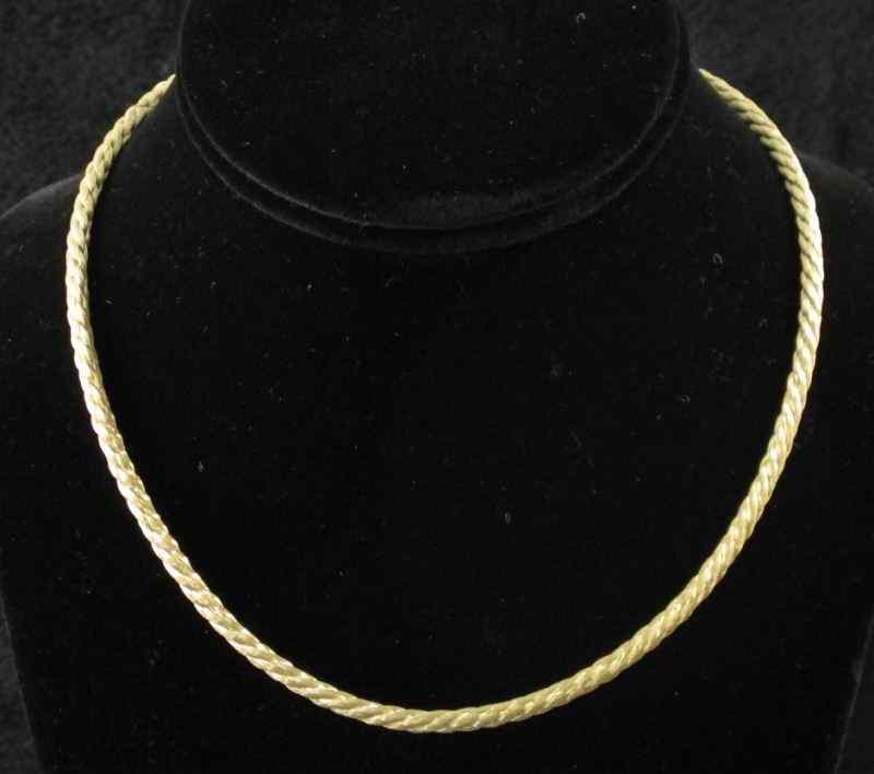 Appraisal: KT Gold Necklacea yellow gold satin rope necklace with lobster