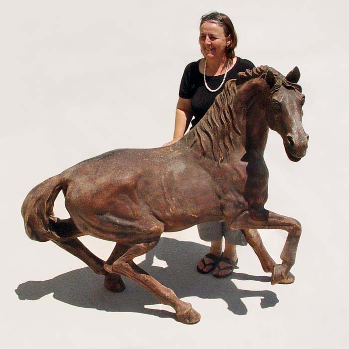 Appraisal: LIFE SIZE CAST ALUMINUM HORSE Cast aluminum with lavender paint