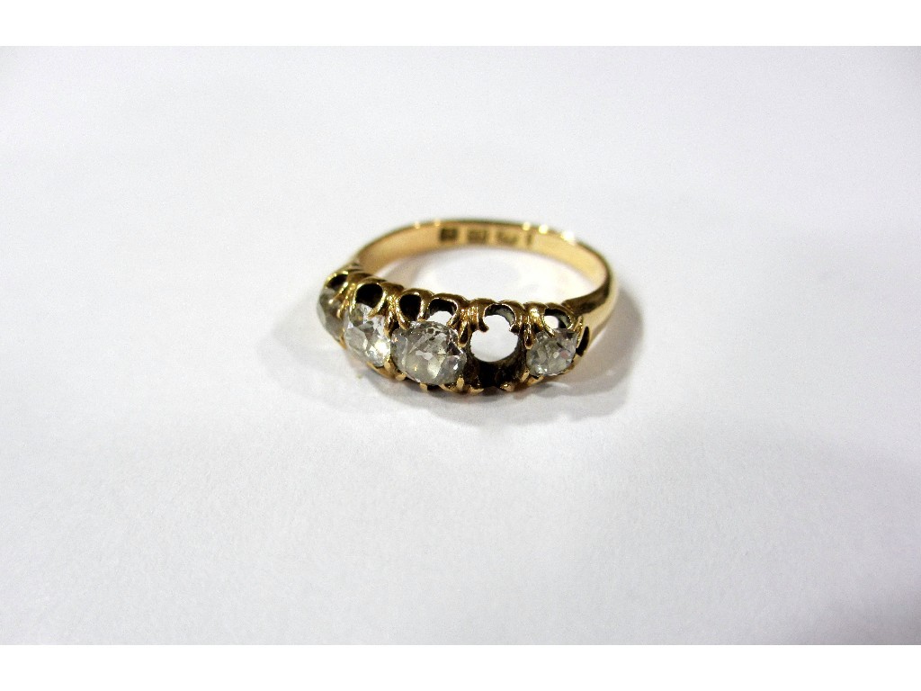 Appraisal: A Victorian five stone diamond ring one diamond deficient set