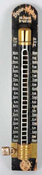 Appraisal: Unusual Wooden Thermometer Still Bank White lettering Comes with lock