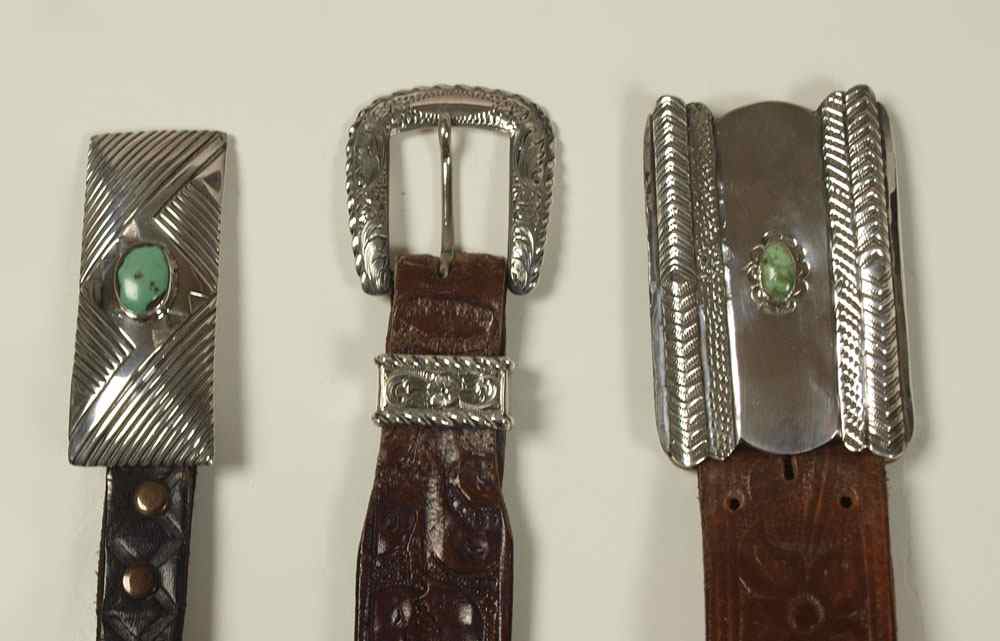 Appraisal: SOUTHWEST STERLING BUCKLE BELTS To include N Porter Tucson open