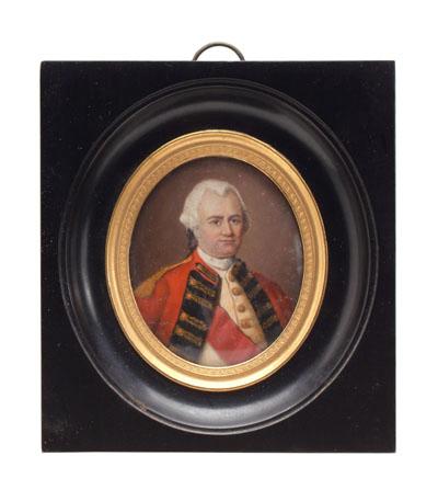 Appraisal: th century British miniature portrait of an officer wearing a