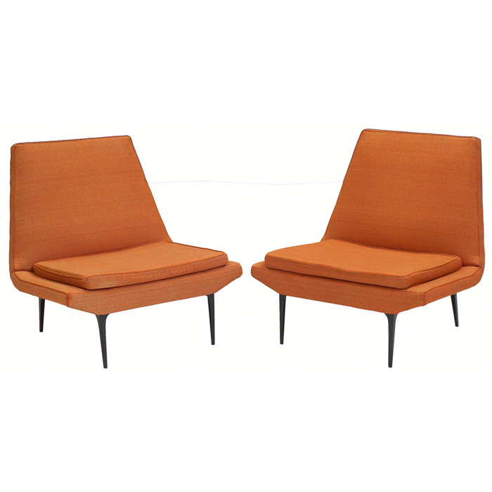 Appraisal: s Modern lounge chairs pair possibly Italian geometric forms with