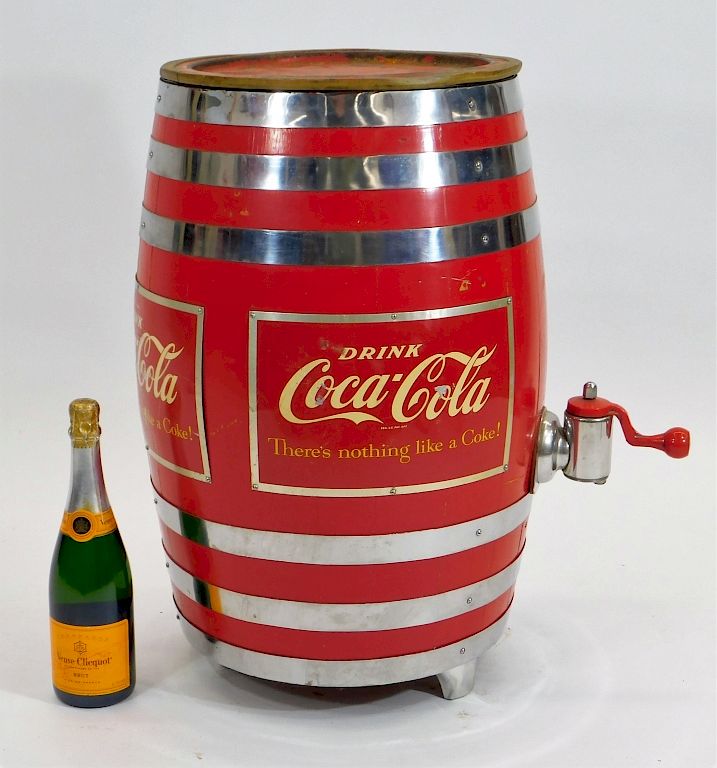 Appraisal: Coca-Cola Wooden Barrel Syrup Dispenser United States Circa With double