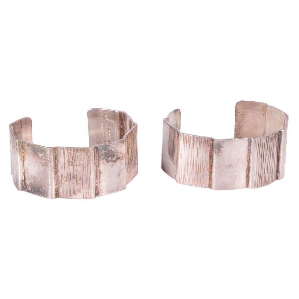 Appraisal: Pair of K E Palmberg for Alton modernist cuff bracelet