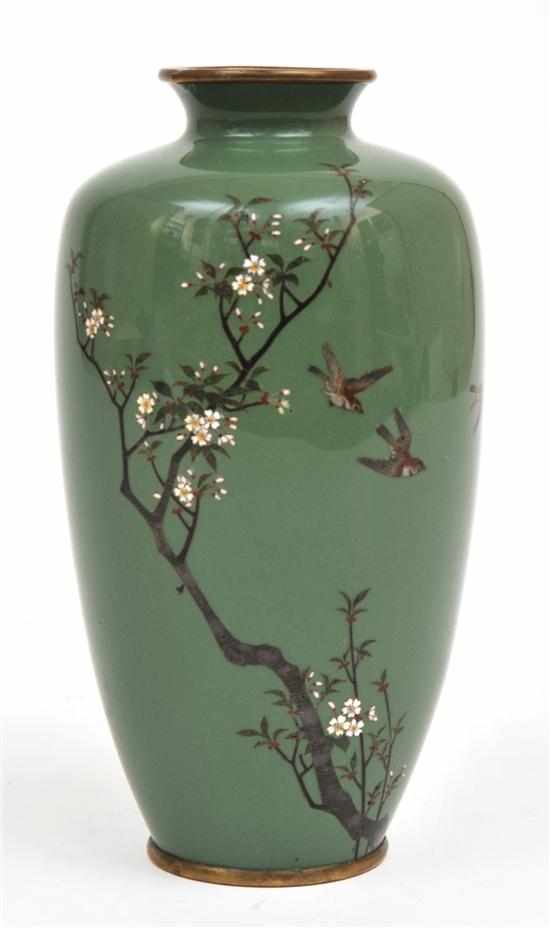 Appraisal: A JAPANESE CLOISONNE VASE MEIJI PERIOD - SIGNED Baluster with