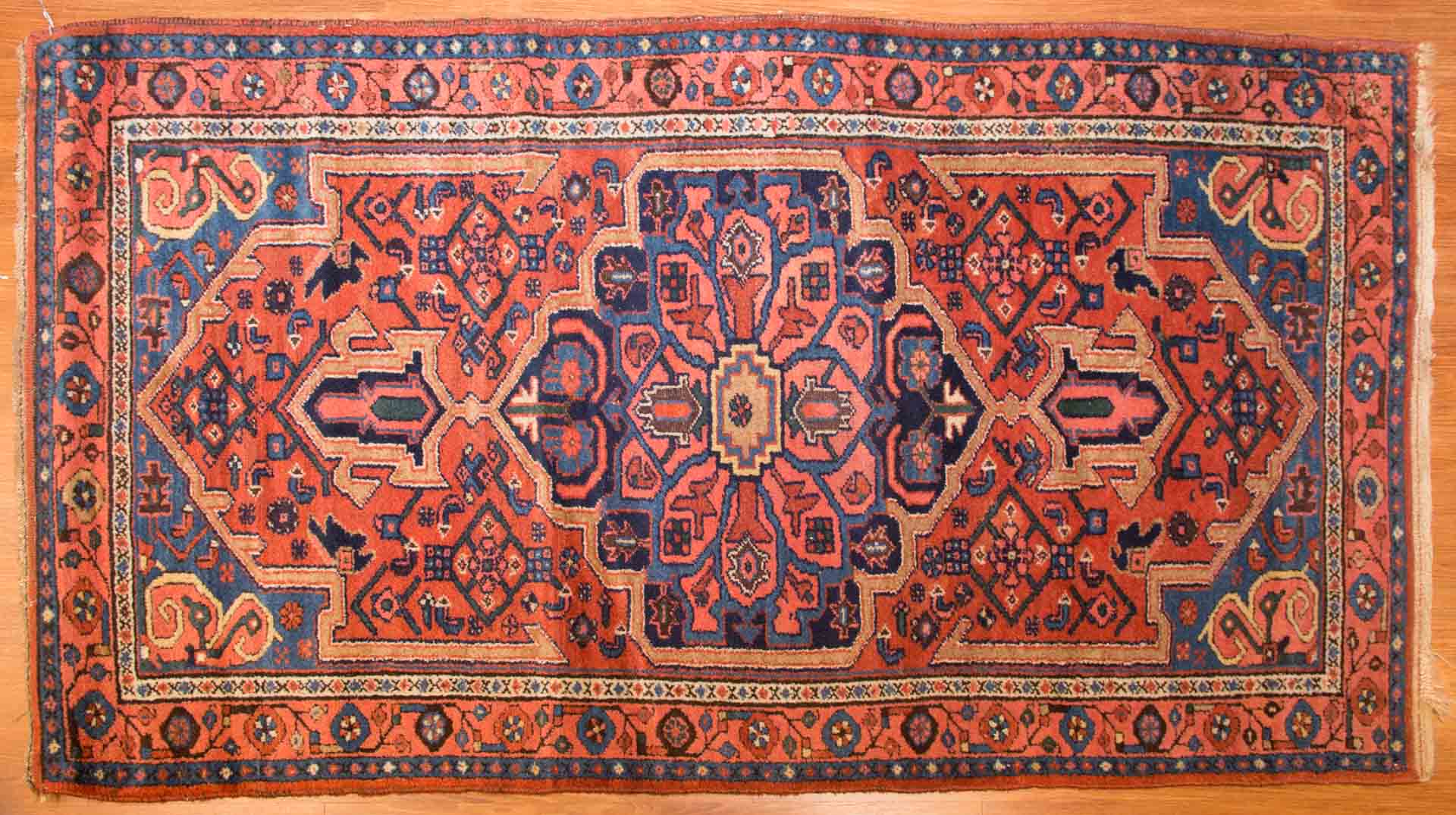 Appraisal: Antique Hamadan rug approx x Persia circa Condition Worn fringe