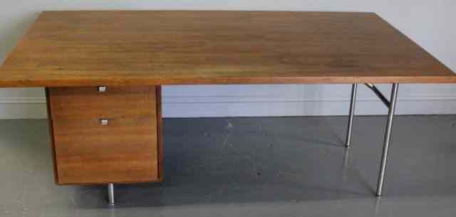 Appraisal: George Nelson Midcentury Teak and Aluminum Desk From a Newton