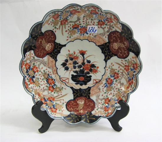 Appraisal: JAPANESE IMARI POTTERY CHARGER having a scalloped border hand painted