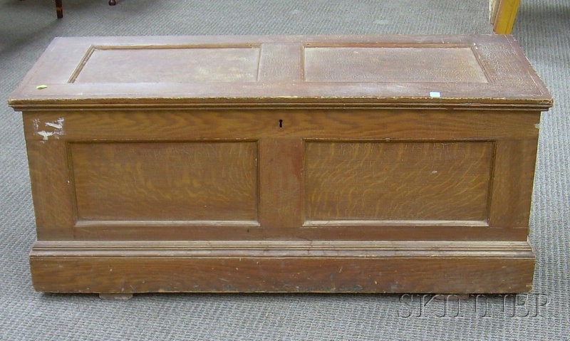 Appraisal: Grain Painted Paneled Wooden Sea Chest with rope handles ht