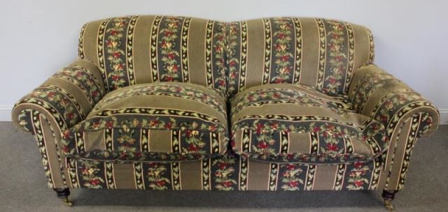 Appraisal: George Smith Upholstered Sofa Labeled From a Scarsdale NY estate