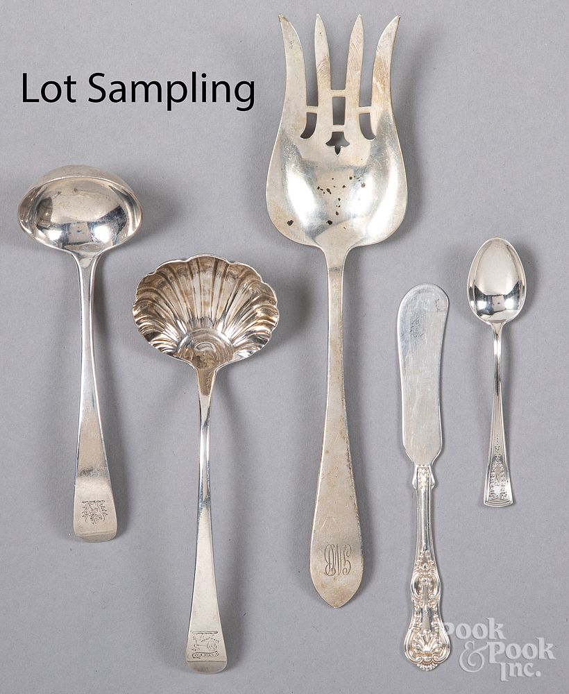 Appraisal: Sterling silver flatware and serving utensils Sterling silver flatware and