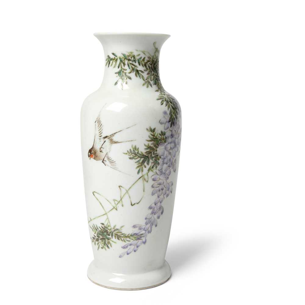 Appraisal: QIANJIANG ENAMELLED BALUSTER VASE TH CENTURY painted with a magpie