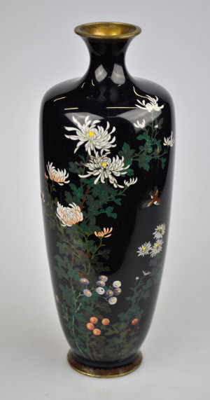 Appraisal: A Japanese silver wire cloisonne vase decorated with a bird