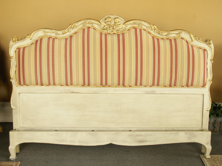 Appraisal: Louis XV-Style Carved Wood King-Size Bedstead the finish in white