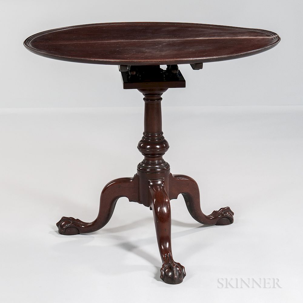 Appraisal: Carved Mahogany Tilt-top Tea Table Carved Mahogany Tilt-top Tea Table