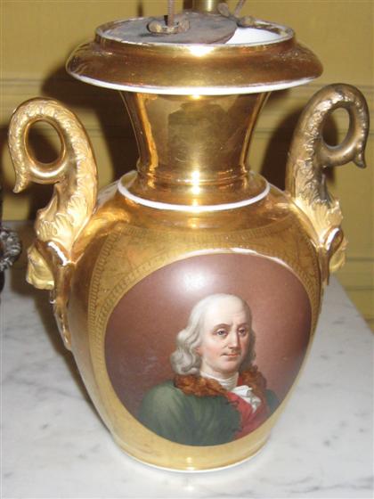 Appraisal: Old Paris porcelain partial urn depicting Benjamin Franklin th century