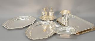 Appraisal: Group of silverplate to include five large trays open handled