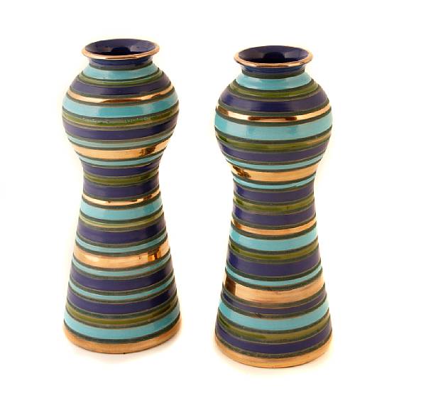 Appraisal: A pair of Italian glazed earthenware vases height in