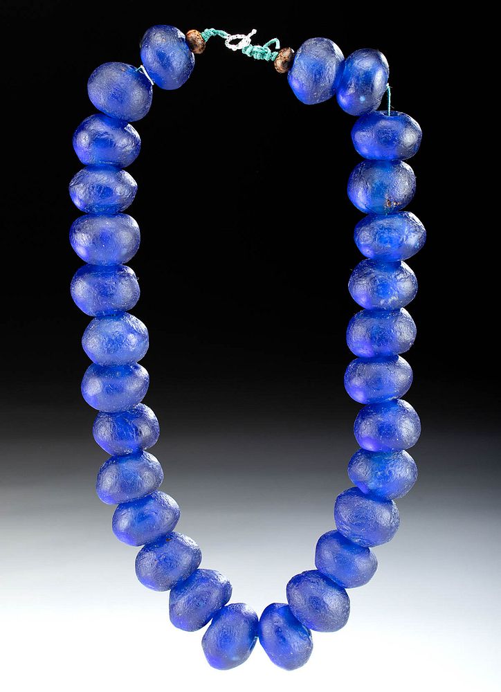 Appraisal: th C African Glass Trade Bead Necklace - Cobalt Blue