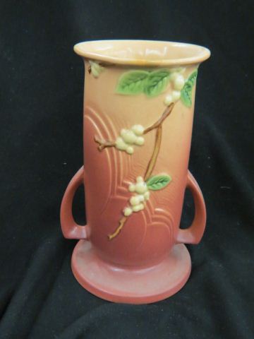 Appraisal: Roseville Snowberry Art Pottery Vase red V - excellent