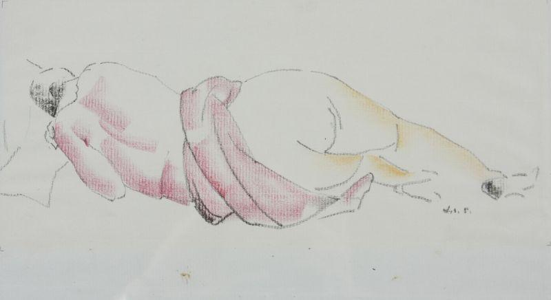 Appraisal: William S Schwartz Russia Am - Reclining Woman crayon on