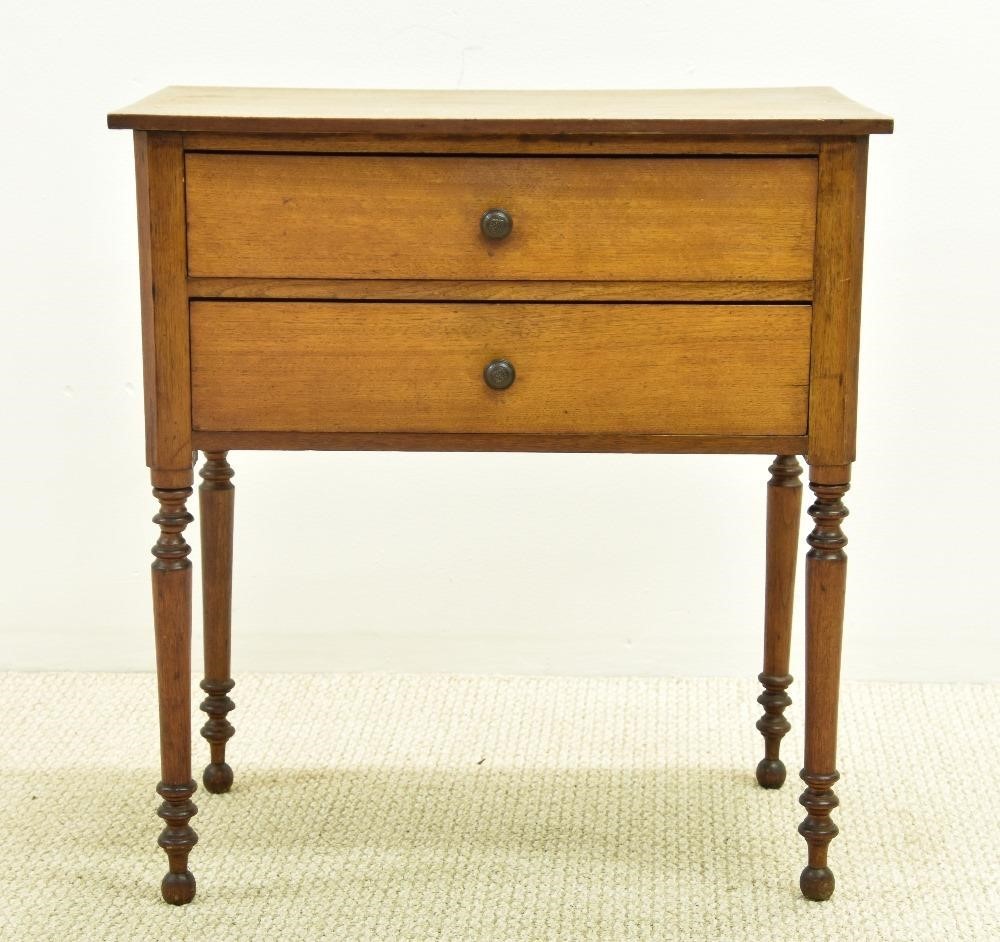 Appraisal: Pennsylvania Sheraton walnut two-drawer serving table circa with delicate turned