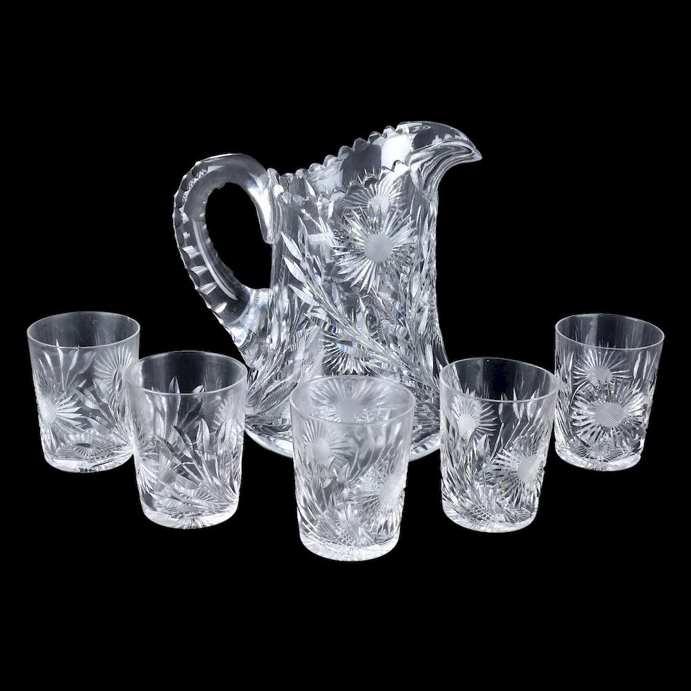 Appraisal: American Brilliant Crystal Set Six Piece American Brilliant Cut Set