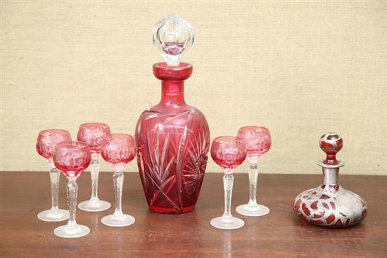 Appraisal: EIGHT PIECES OF VICTORIAN GLASS A ruby cut to clear