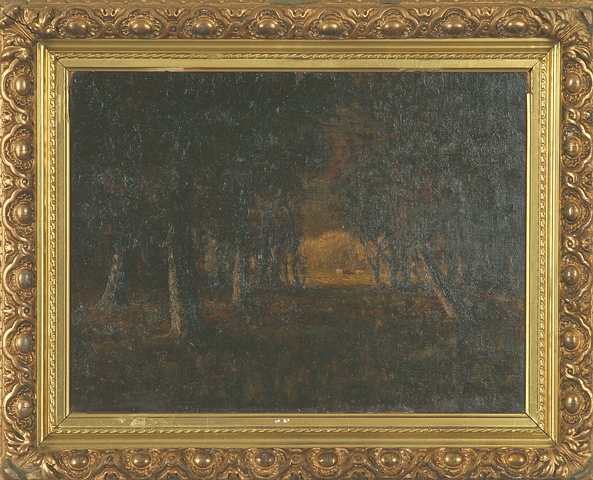 Appraisal: Woodland scene oil on masonite x sight SLL Wesley Webber