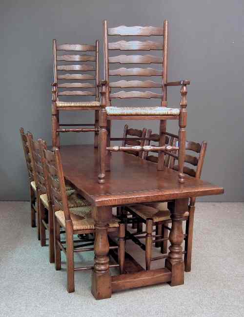 Appraisal: An oak refectory table of th Century design with cleated