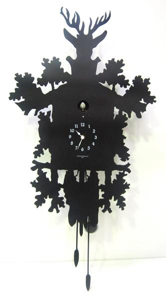 Appraisal: A MODERN BLACK CUCKOO CLOCK A MODERN BLACK CUCKOO CLOCK