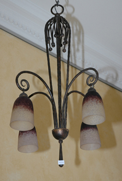 Appraisal: AN ART NOUVEAU FOUR BRANCH CEILING LIGHT With four scroll