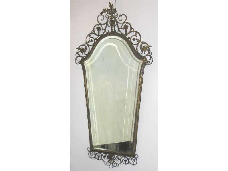 Appraisal: OSCAR BRUNO BACH AMERICAN - Shaped beveled looking glass with