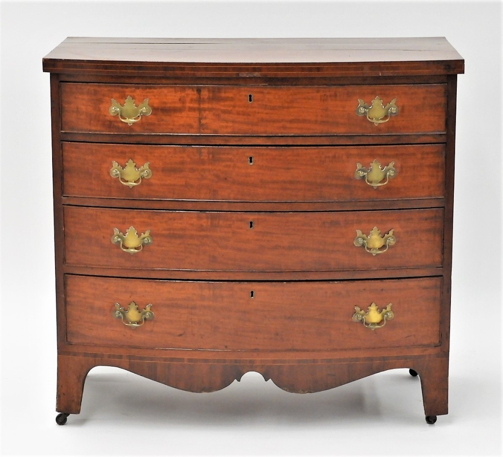 Appraisal: MASSACHUSETTS FEDERAL MAHOGANY BOW FRONT CHEST Massachusetts C Massachusetts Federal