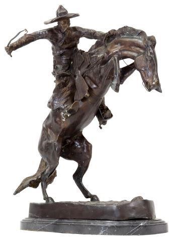 Appraisal: Western patinated bronze sculpture Bronco Buster after the original c