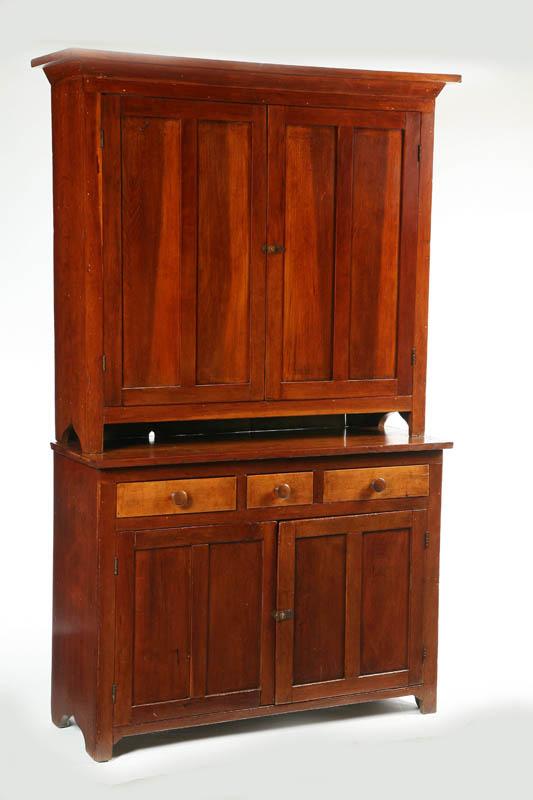 Appraisal: WALL CUPBOARD American mid th century cherry with some figure